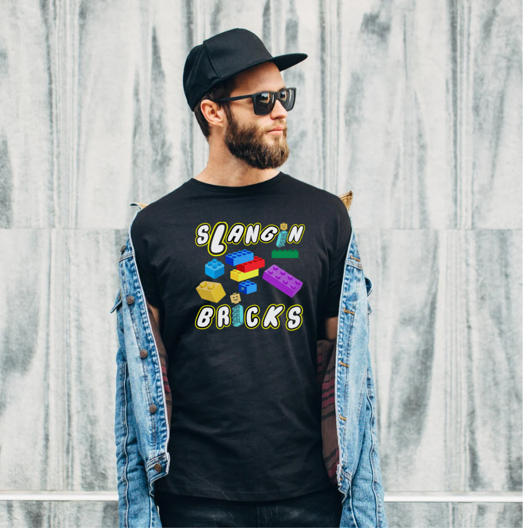 Unisex Short Sleeve T-shirt with “SLANGIN BRICKS” Graphic