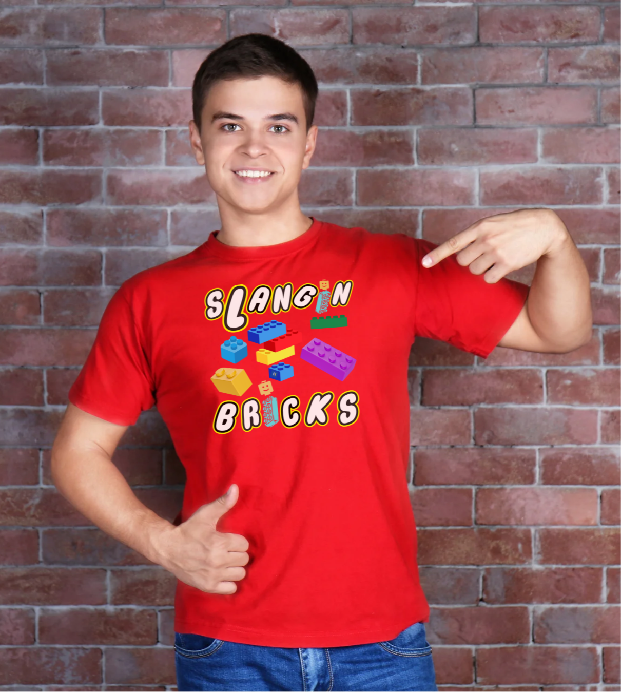 Unisex Short Sleeve T-shirt with “SLANGIN BRICKS” Graphic