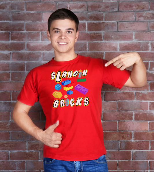 Unisex Short Sleeve T-shirt with “SLANGIN BRICKS” Graphic