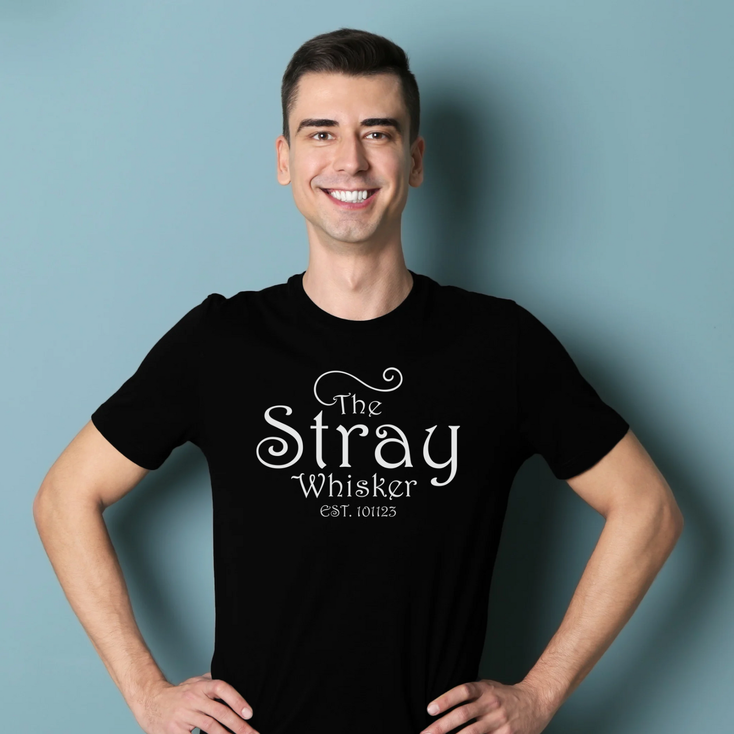 Unisex Short Sleeve T-shirt with “The Stray Whisker” logo